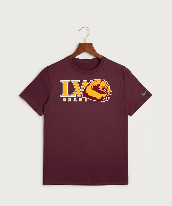 Lake of the Woods High School Football (Boys) - Deep Maroon Nike Swoosh Sleeve rLegend Tee NKDX8730