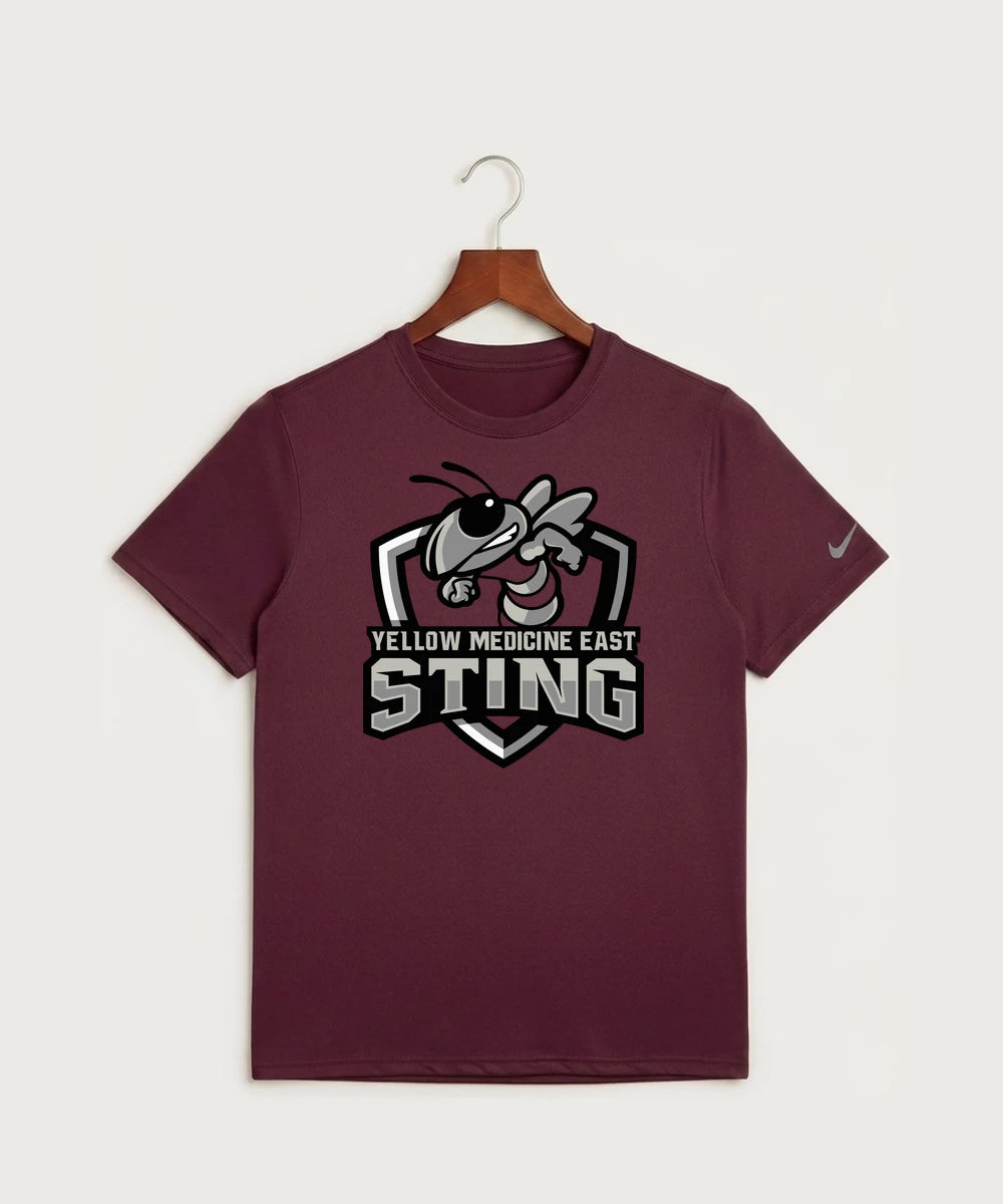 Yellow Medicine East High School Football (Boys) - Deep Maroon Nike Swoosh Sleeve rLegend Tee NKDX8730
