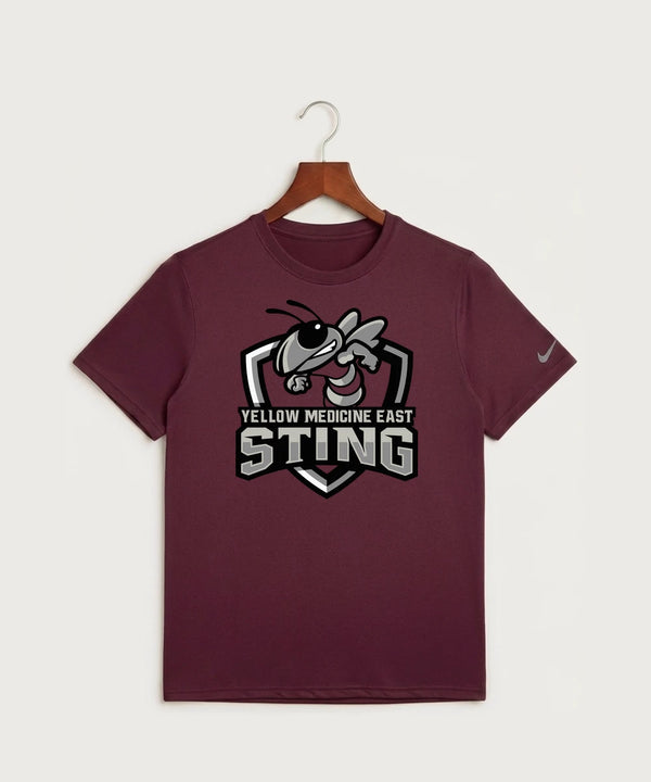 Yellow Medicine East High School Football (Boys) - Deep Maroon Nike Swoosh Sleeve rLegend Tee NKDX8730