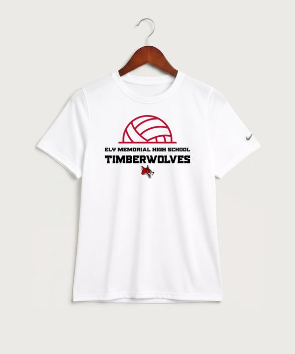 Ely Memorial High School Volleyball (Girls) - White Nike Youth Swoosh Sleeve rLegend Tee NKDX8787