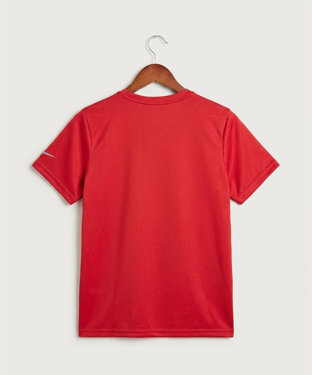 Wisconsin Hanger Test - University Red Nike Youth Swoosh Sleeve rLegend Tee NKDX8787 (back)