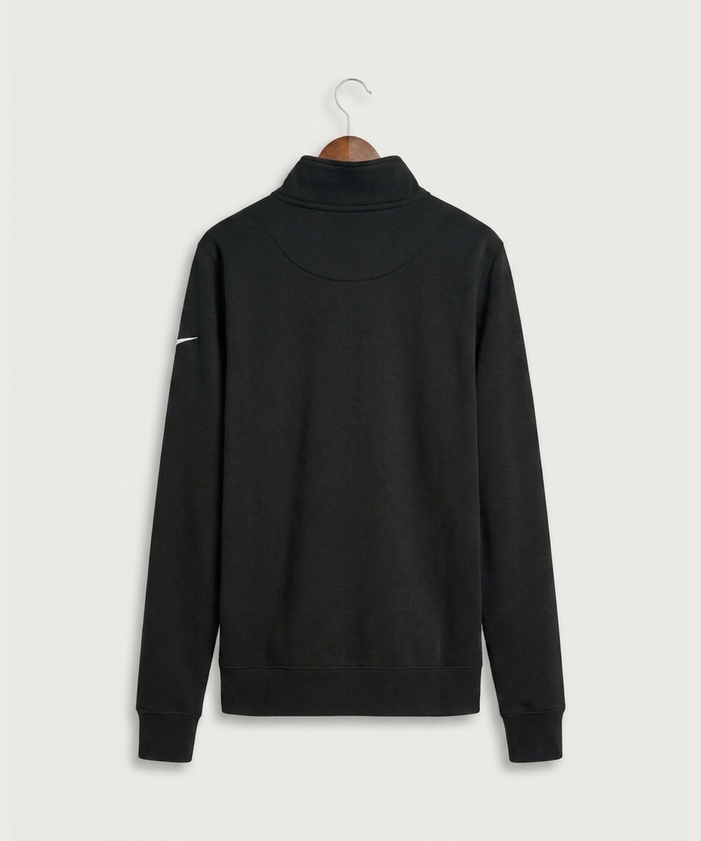 Wisconsin Hanger Test - Black Nike Club Fleece Sleeve Swoosh 1/2-Zip NKDX6718 (back)