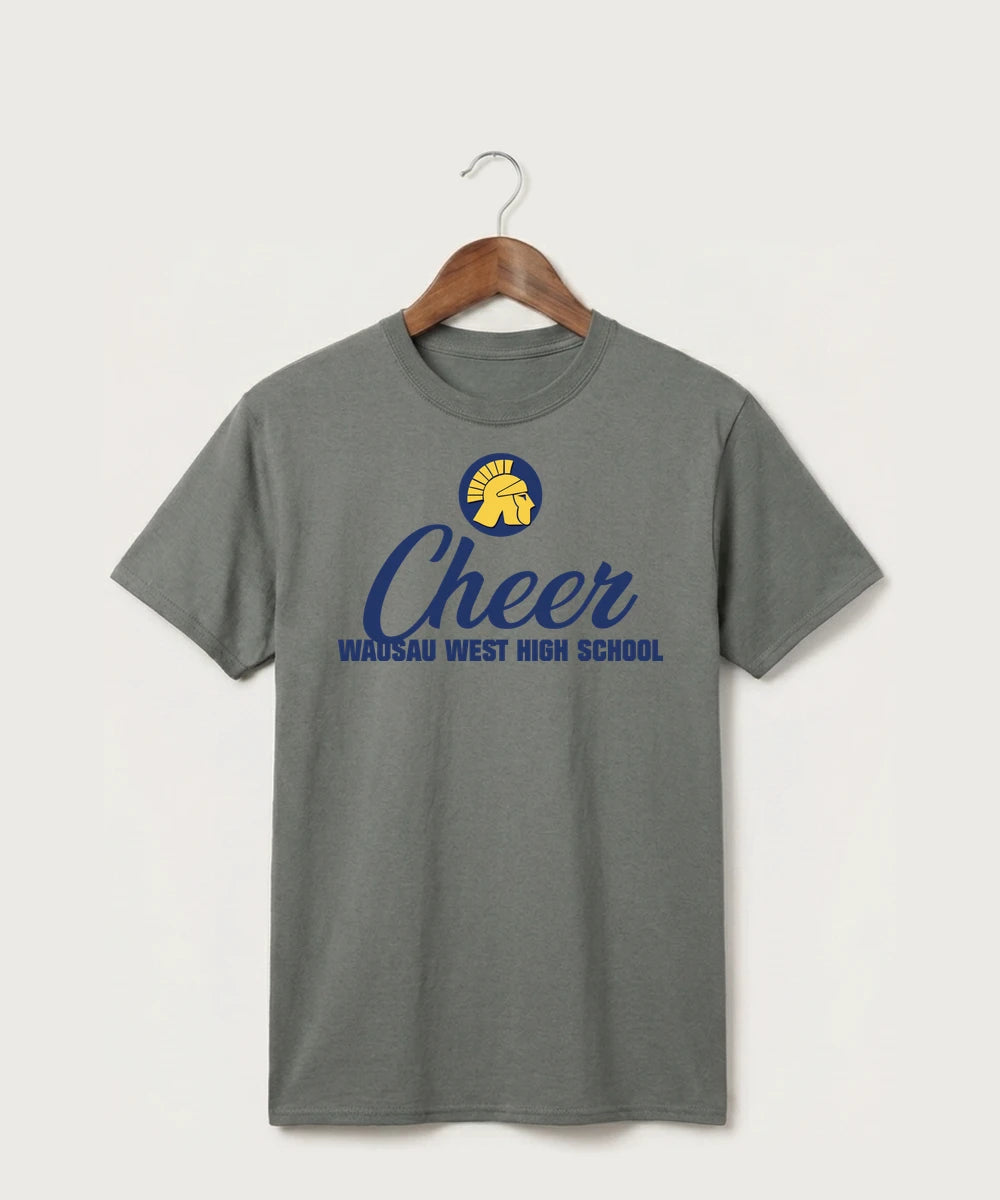 Wausau West High School Cheer - Medium Grey Port & Co Core Cotton Tee. PC54