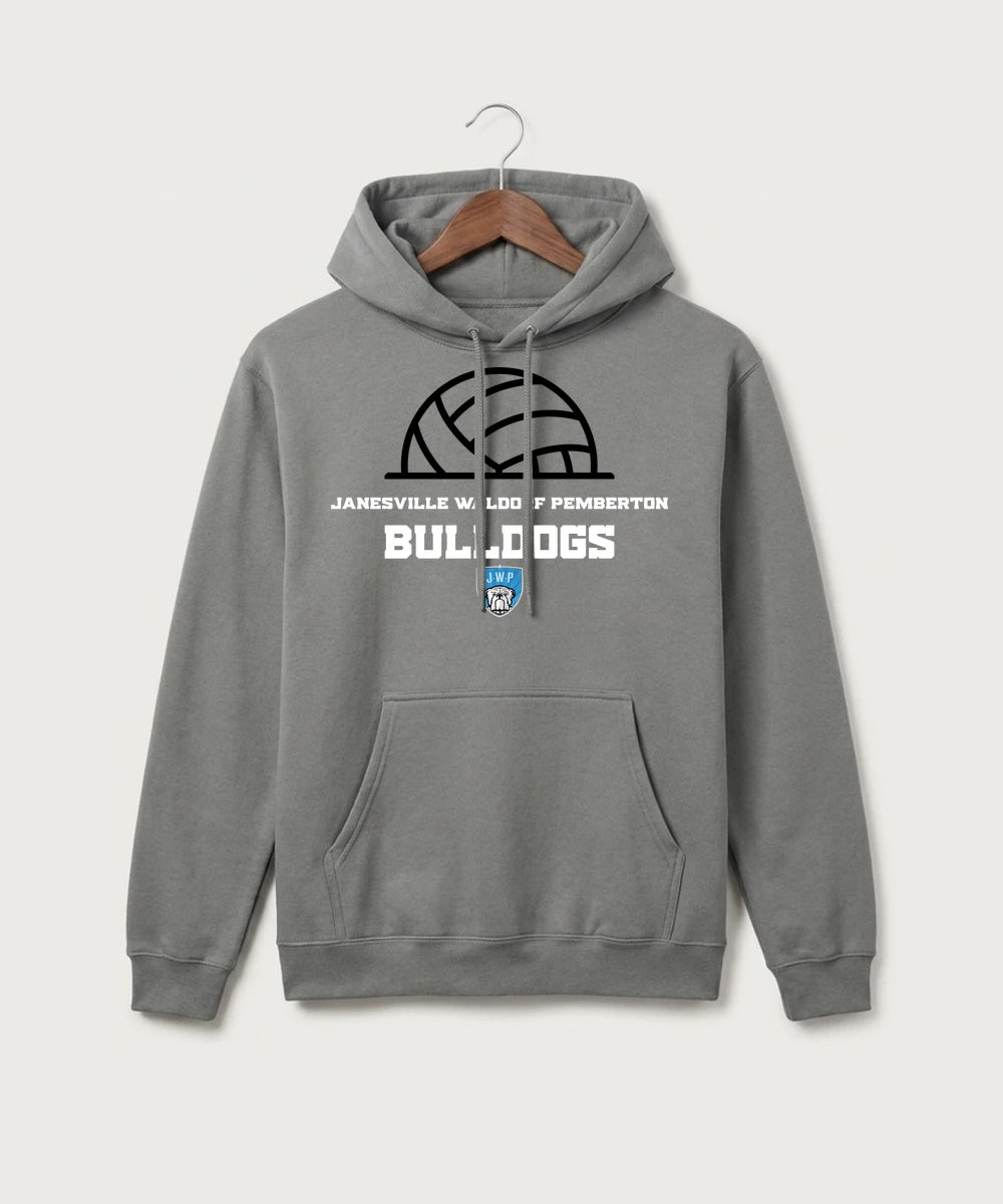 Janesville Waldorf Pemberton Volleyball (Girls) - Medium Grey Port & Co Core Fleece Pullover Hooded Sweatshirt. PC78H
