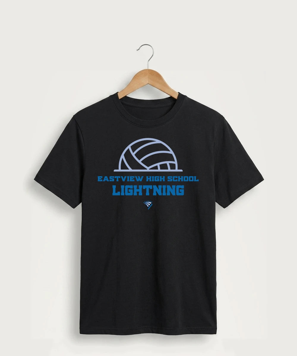 Eastview High School Volleyball (Girls) - Jet Black Port & Co Core Cotton Tee. PC54