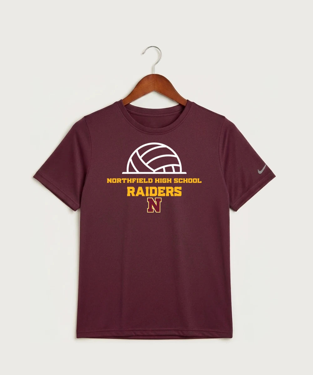 Northfield High School Volleyball (Girls) - Deep Maroon Nike Youth Swoosh Sleeve rLegend Tee NKDX8787