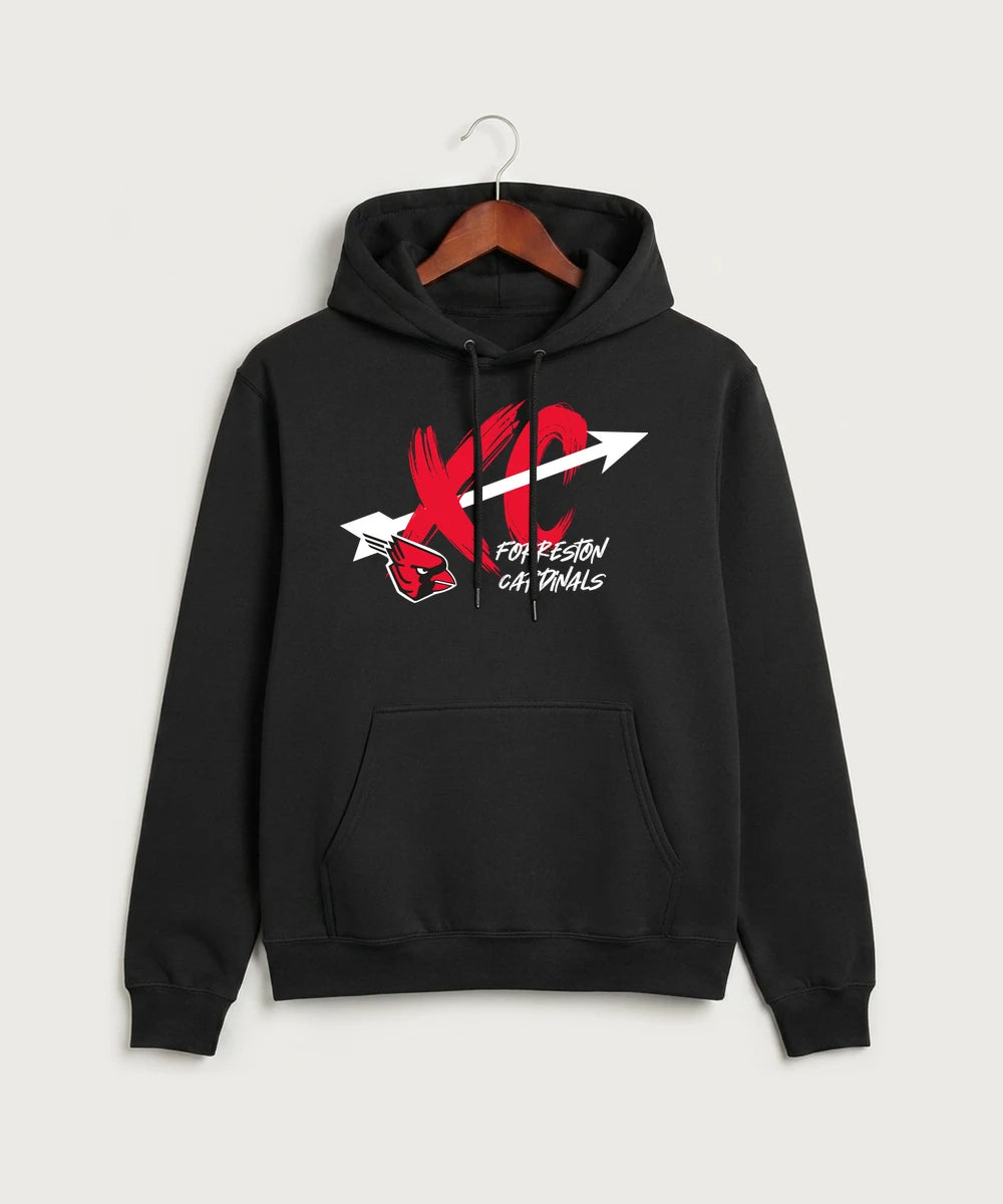 Forreston Cross Country - Jet Black Port & Co Core Fleece Pullover Hooded Sweatshirt. PC78H