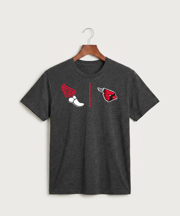 GF E2E Test 02 Track and Field - Black Heather Port & Co Core Cotton Tee. PC54