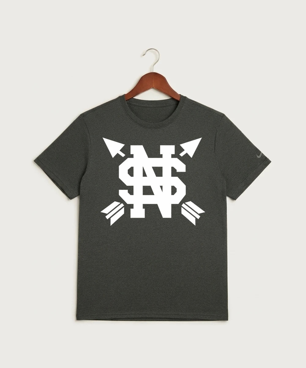 GF E2E Test 06 Girls Golf - Dark Smoke Heather Nike Swoosh Sleeve rLegend Tee NKDX8730
