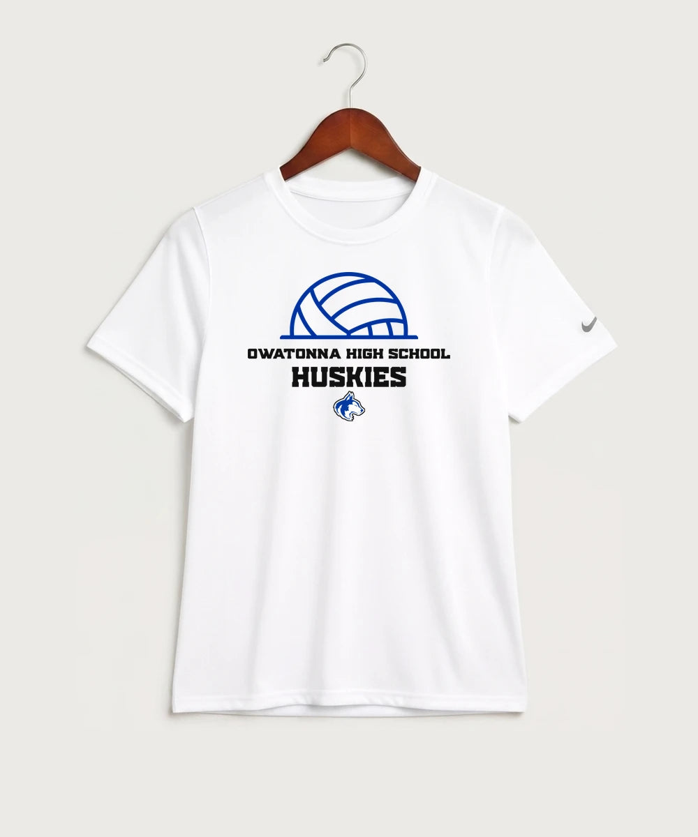 Owatonna High School Volleyball (Girls) - White Nike Youth Swoosh Sleeve rLegend Tee NKDX8787