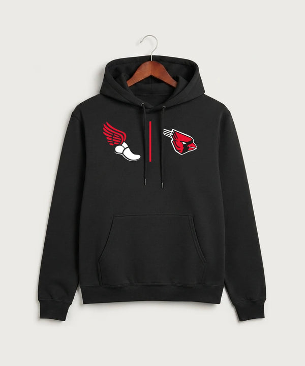 Forreston Track and Field - Jet Black Port & Co Core Fleece Pullover Hooded Sweatshirt. PC78H