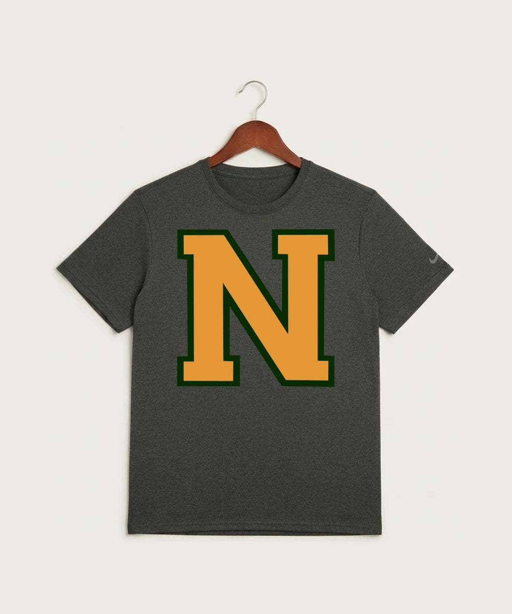 Nevis High School Volleyball (Girls) - Dark Smoke Heather Nike Swoosh Sleeve rLegend Tee NKDX8730