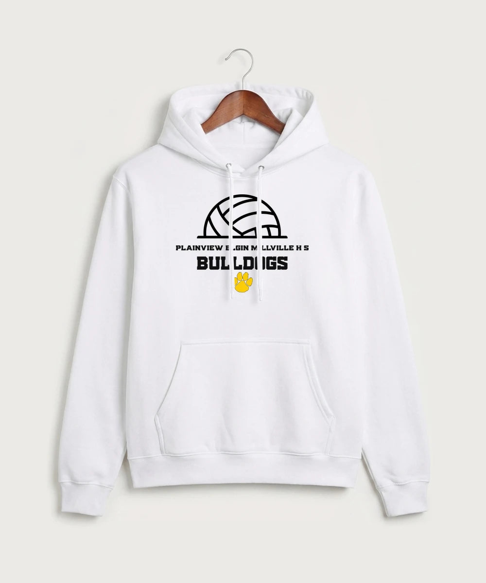 Plainview Elgin Millville H S Volleyball (Girls) - White Port & Co Core Fleece Pullover Hooded Sweatshirt. PC78H