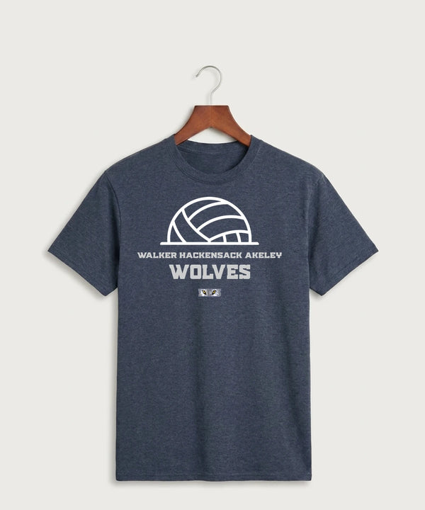 Walker Hackensack Akeley Volleyball (Girls) - Heather Navy Port & Co Core Cotton Tee. PC54