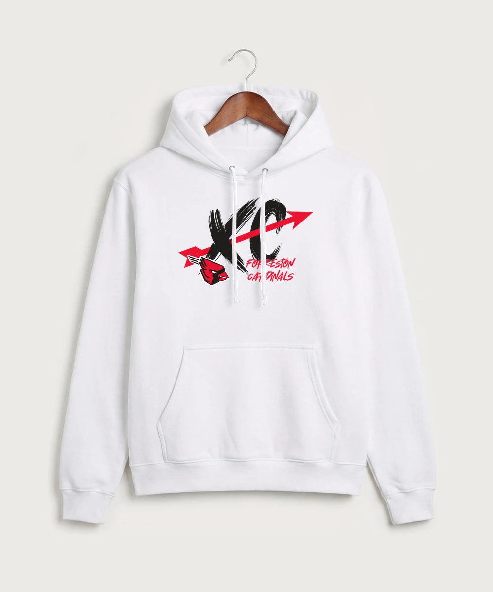 Forreston Cross Country - White Port & Co Core Fleece Pullover Hooded Sweatshirt. PC78H