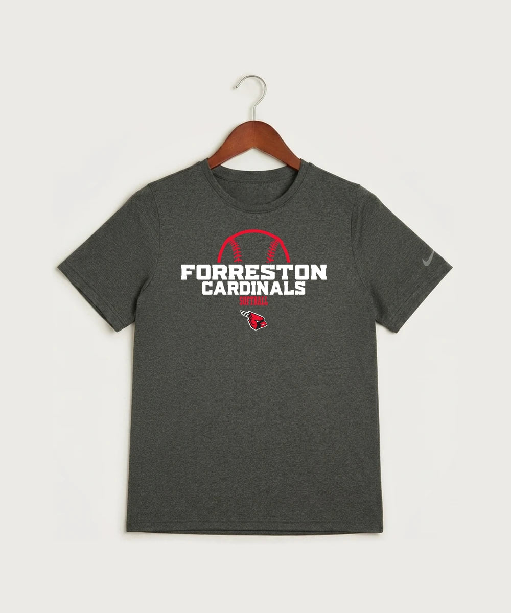 Forreston Softball - Dark Smoke Heather Nike Youth Swoosh Sleeve rLegend Tee NKDX8787
