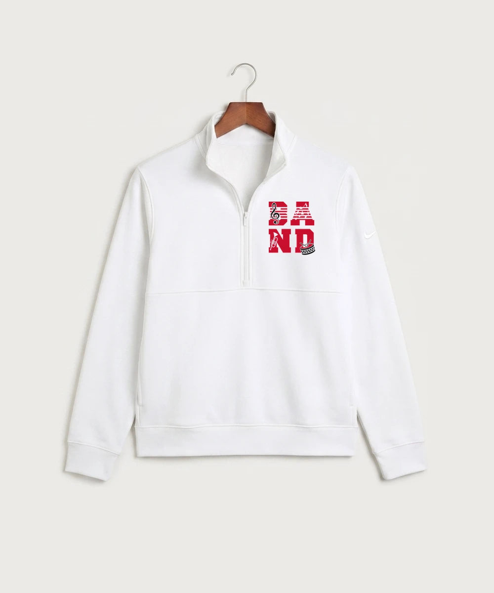 Edgerton High School Band Team Store - White Nike Club Fleece Sleeve Swoosh 1/2-Zip NKDX6718