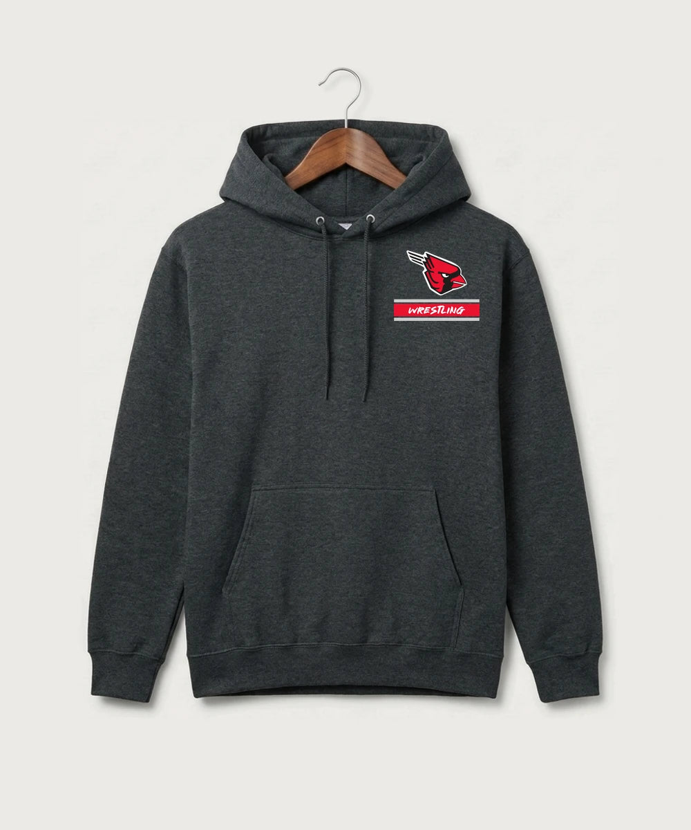 Forreston Wrestling - Black Heather Port & Co Core Fleece Pullover Hooded Sweatshirt. PC78H