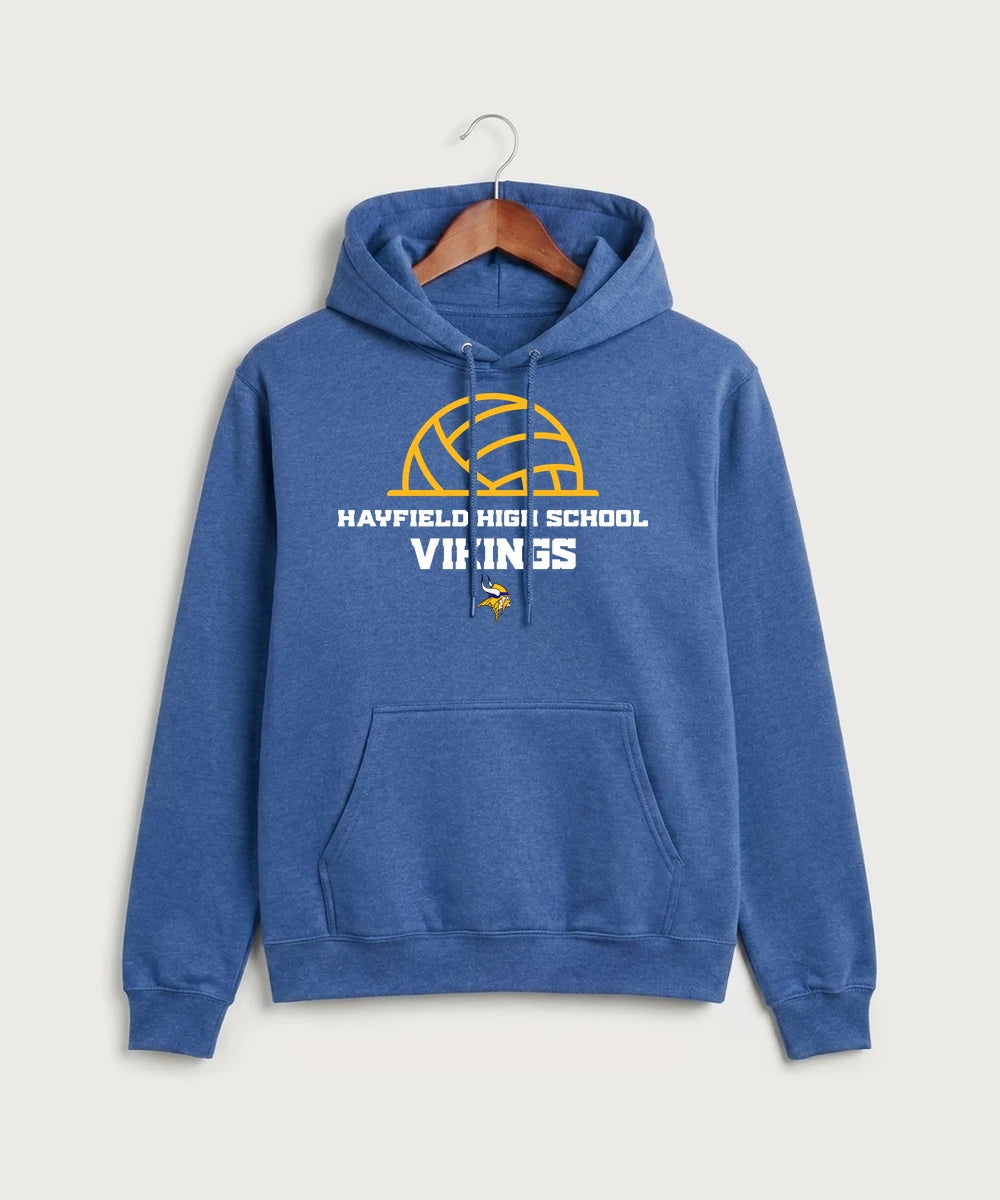 Hayfield High School Volleyball (Girls) - Heather Royal Port & Co Core Fleece Pullover Hooded Sweatshirt. PC78H