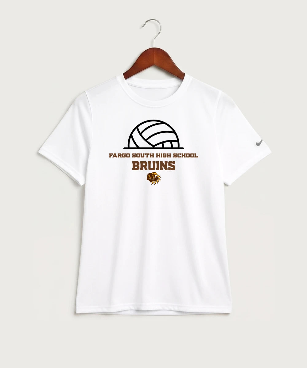 Fargo South High School Volleyball (Girls) - White Nike Youth Swoosh Sleeve rLegend Tee NKDX8787