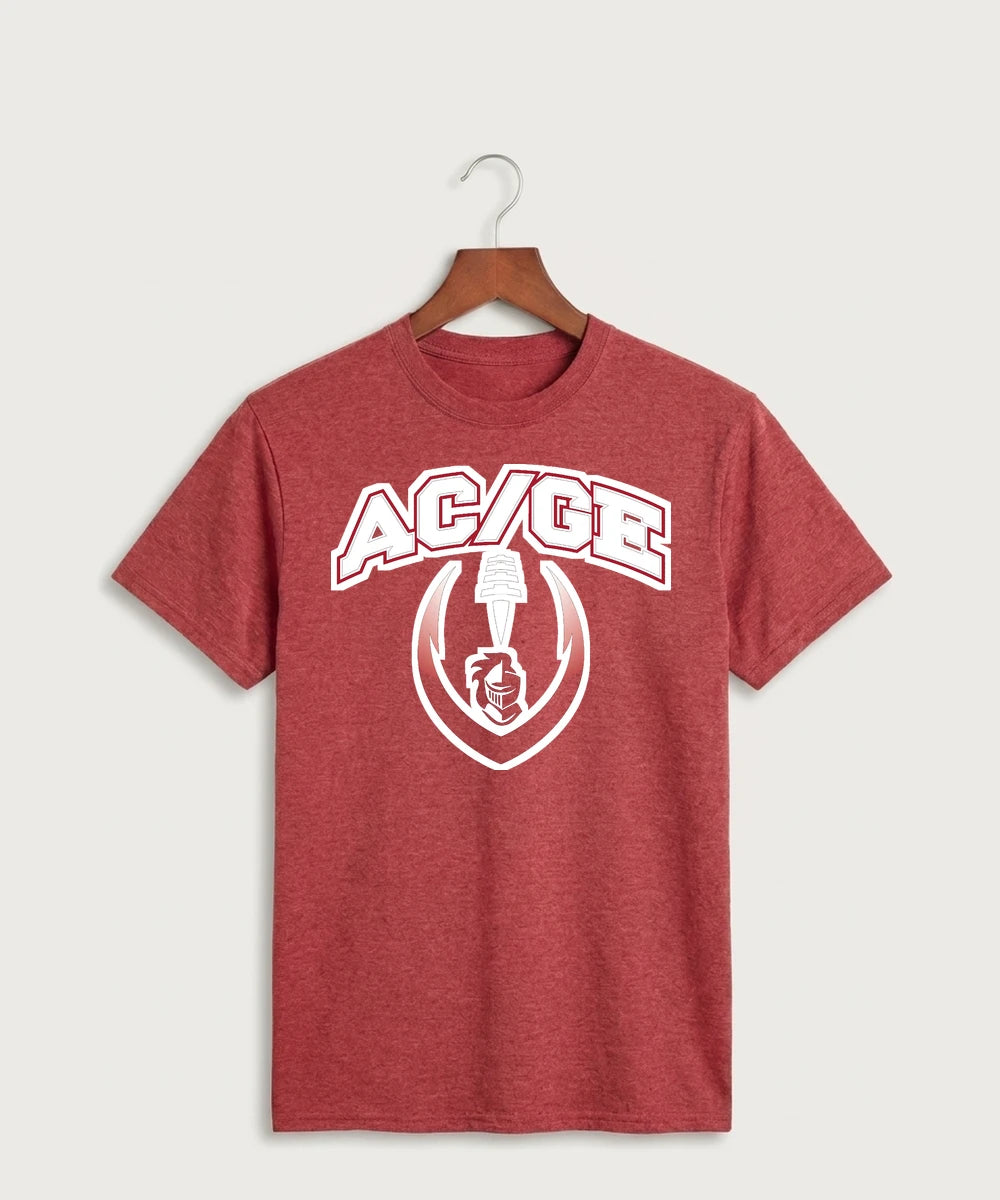 Alden-Conger-Glenville Emmons High School Football (Boys) - Heather Red Port & Co Core Cotton Tee. PC54