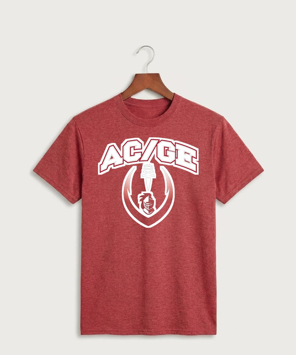 Alden-Conger-Glenville Emmons High School Football (Boys) - Heather Red Port & Co Core Cotton Tee. PC54