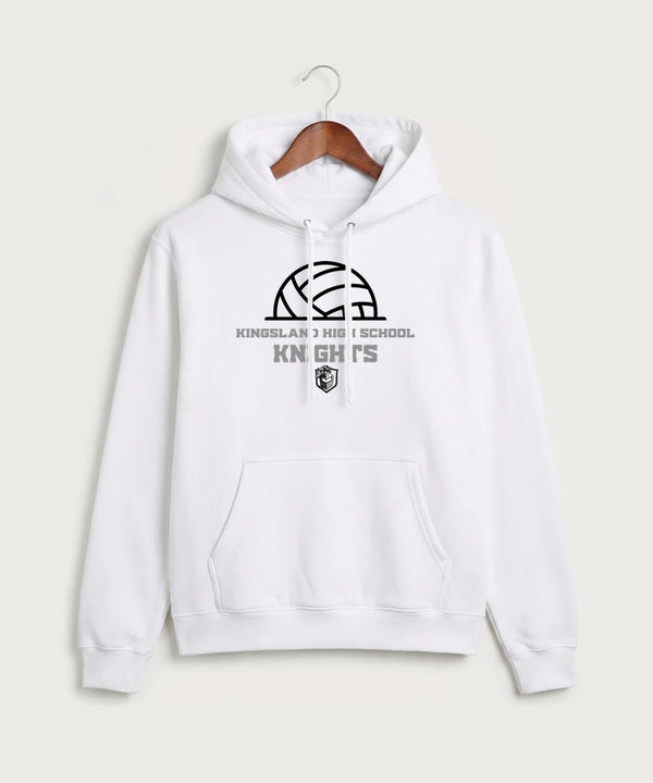 Kingsland High School Volleyball (Girls) - White Port & Co Core Fleece Pullover Hooded Sweatshirt. PC78H