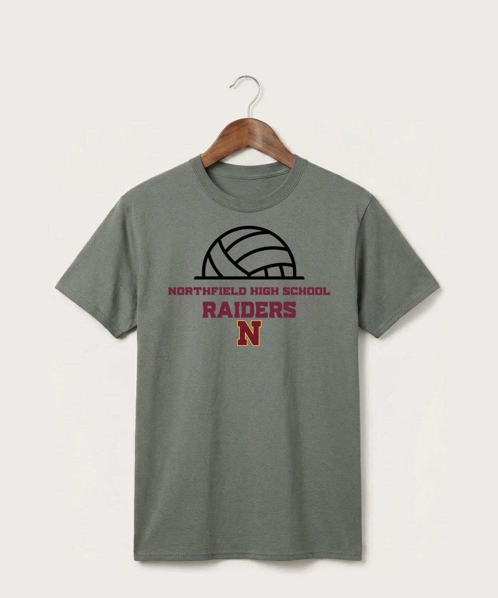 Northfield High School Volleyball (Girls) - Medium Grey Port & Co Core Cotton Tee. PC54