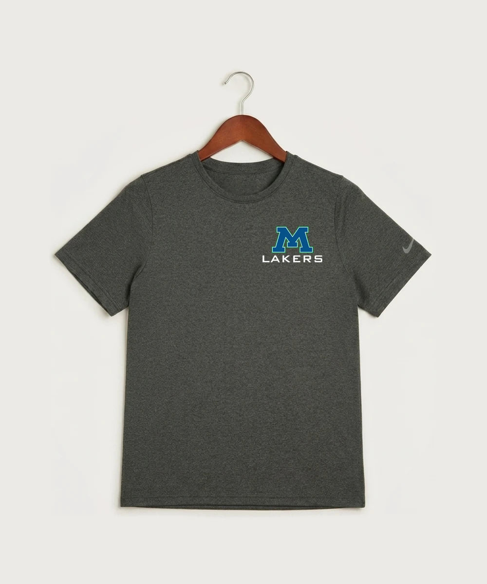 Minnewaska Area High School Football (Boys) - Dark Smoke Heather Nike Youth Swoosh Sleeve rLegend Tee NKDX8787