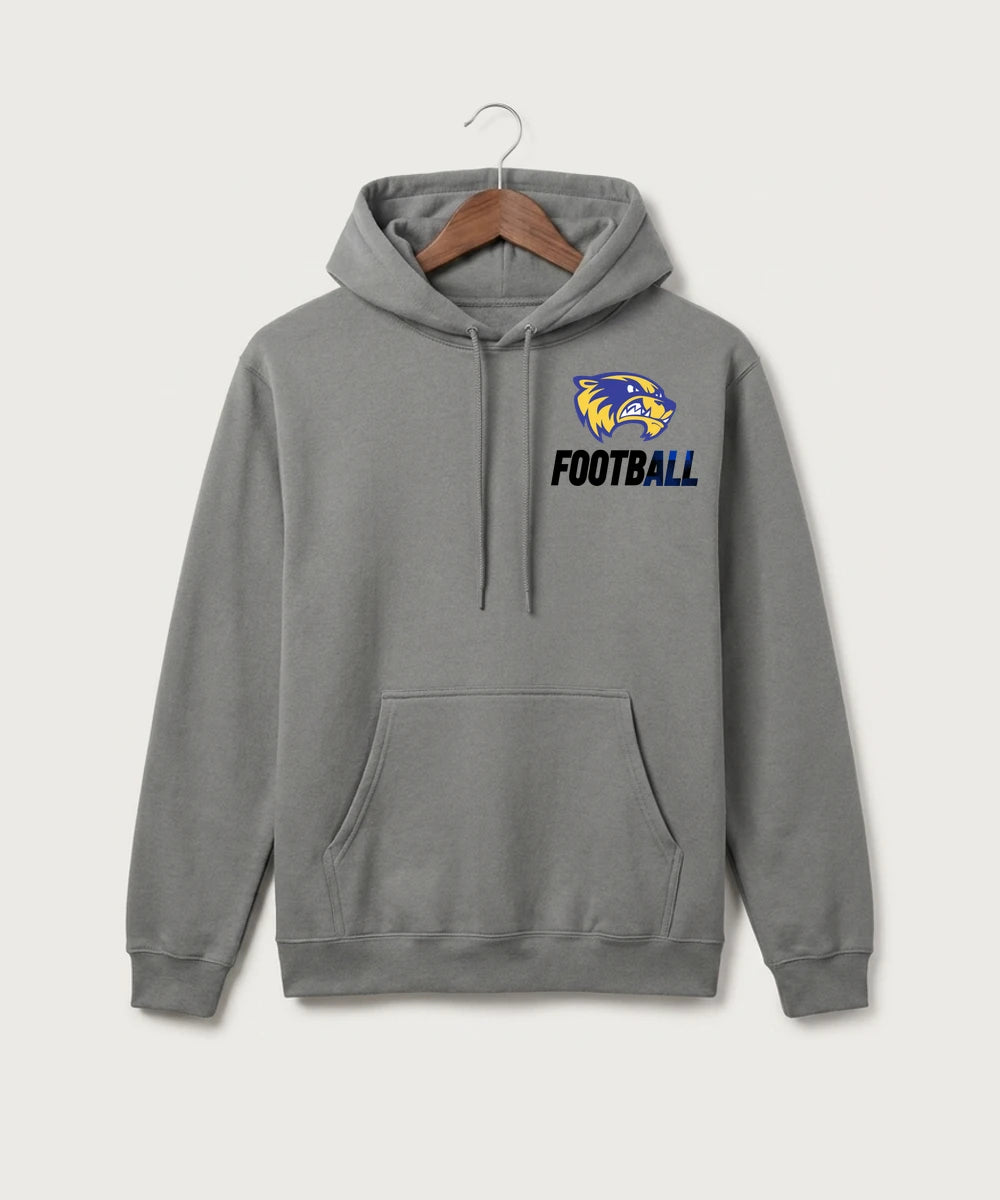 Wadena Deer Creek High School Football (Boys) - Medium Grey Port & Co Core Fleece Pullover Hooded Sweatshirt. PC78H