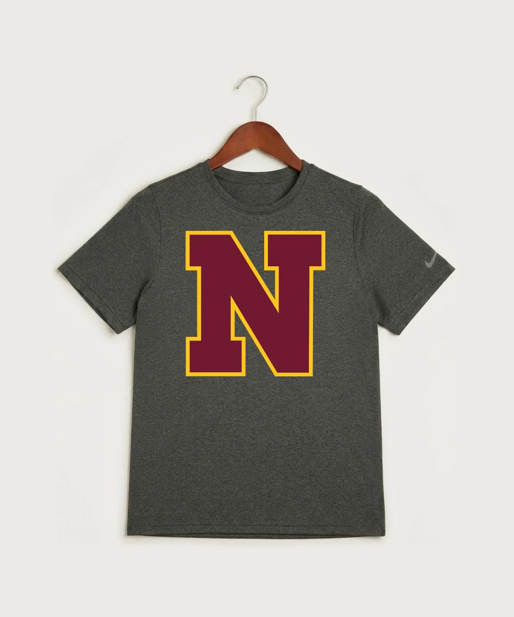Northfield High School Volleyball (Girls) - Dark Smoke Heather Nike Youth Swoosh Sleeve rLegend Tee NKDX8787