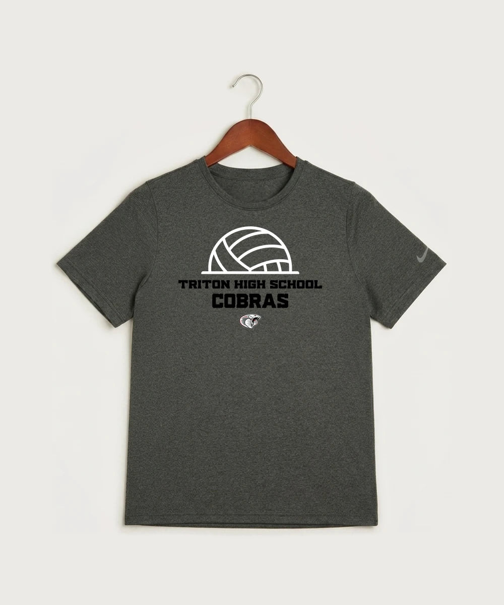 Triton High School Volleyball (Girls) - Dark Smoke Heather Nike Youth Swoosh Sleeve rLegend Tee NKDX8787