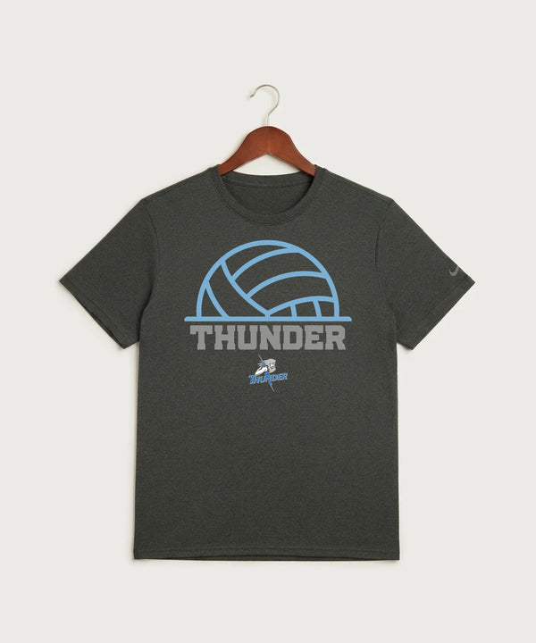 Long Prairie Grey Eagle High School Volleyball (Girls) - Dark Smoke Heather Nike Swoosh Sleeve rLegend Tee NKDX8730