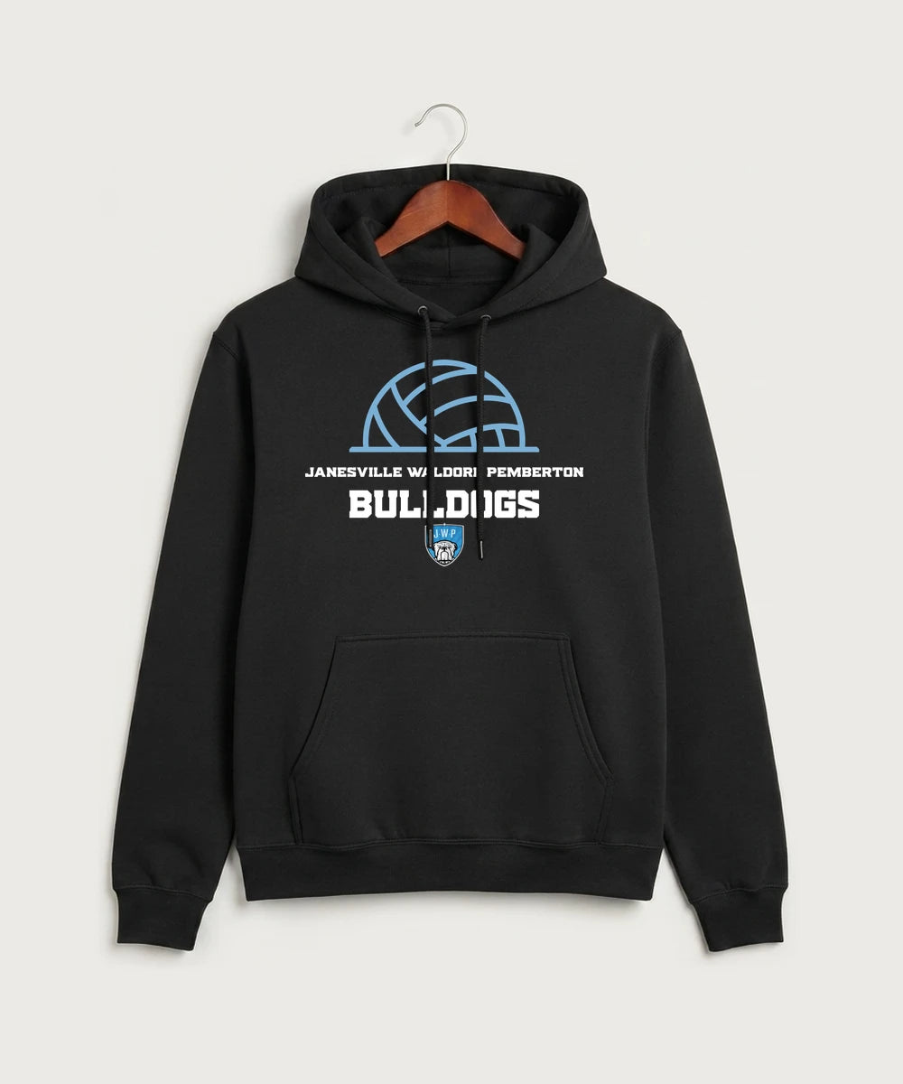 Janesville Waldorf Pemberton Volleyball (Girls) - Jet Black Port & Co Core Fleece Pullover Hooded Sweatshirt. PC78H