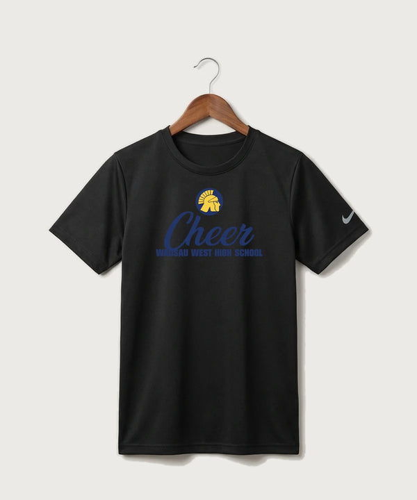 Wausau West High School Cheer - Black Nike Youth Swoosh Sleeve rLegend Tee NKDX8787
