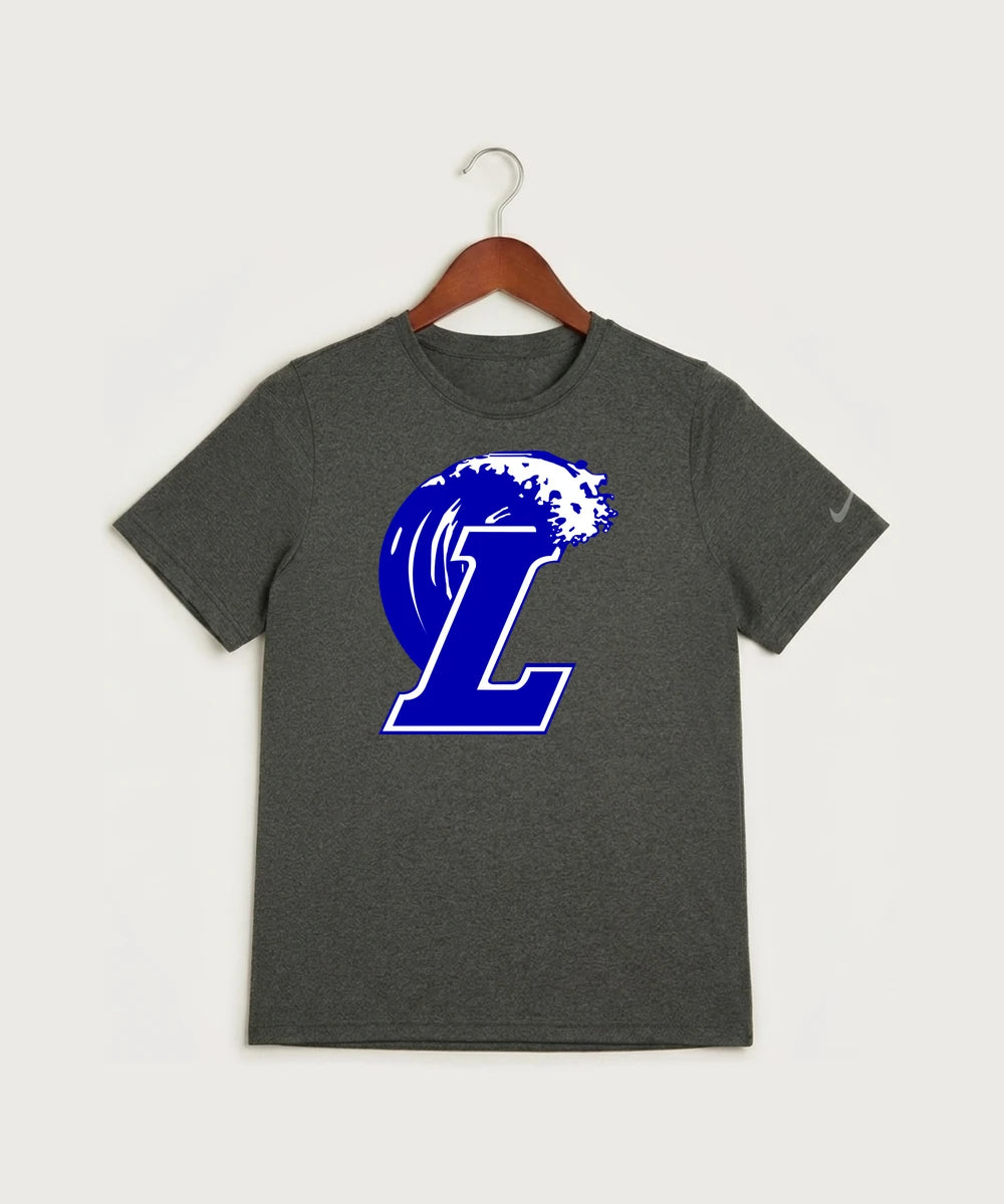 Lakeview High School Football (Boys) - Dark Smoke Heather Nike Youth Swoosh Sleeve rLegend Tee NKDX8787