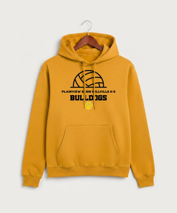 Plainview Elgin Millville H S Volleyball (Girls) - Gold Port & Co Core Fleece Pullover Hooded Sweatshirt. PC78H