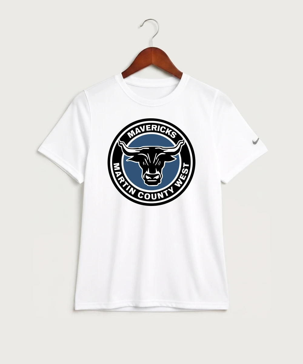 Martin County West High School Football (Boys) - White Nike Youth Swoosh Sleeve rLegend Tee NKDX8787