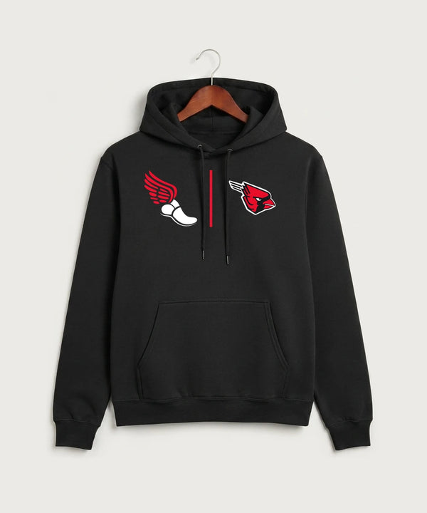 GF E2E Test 02 Track and Field - Jet Black Port & Co Core Fleece Pullover Hooded Sweatshirt. PC78H