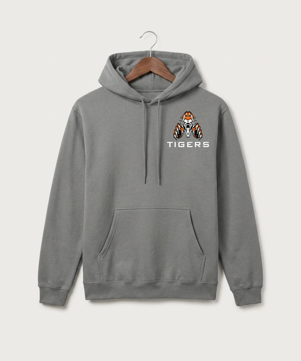 Pine River Backus High School Football (Boys) - Medium Grey Port & Co Core Fleece Pullover Hooded Sweatshirt. PC78H