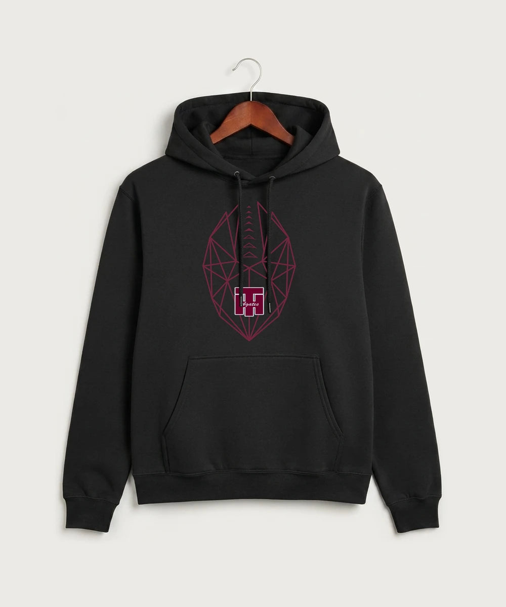 Two Harbors High School Football (Boys) - Jet Black Port & Co Core Fleece Pullover Hooded Sweatshirt. PC78H