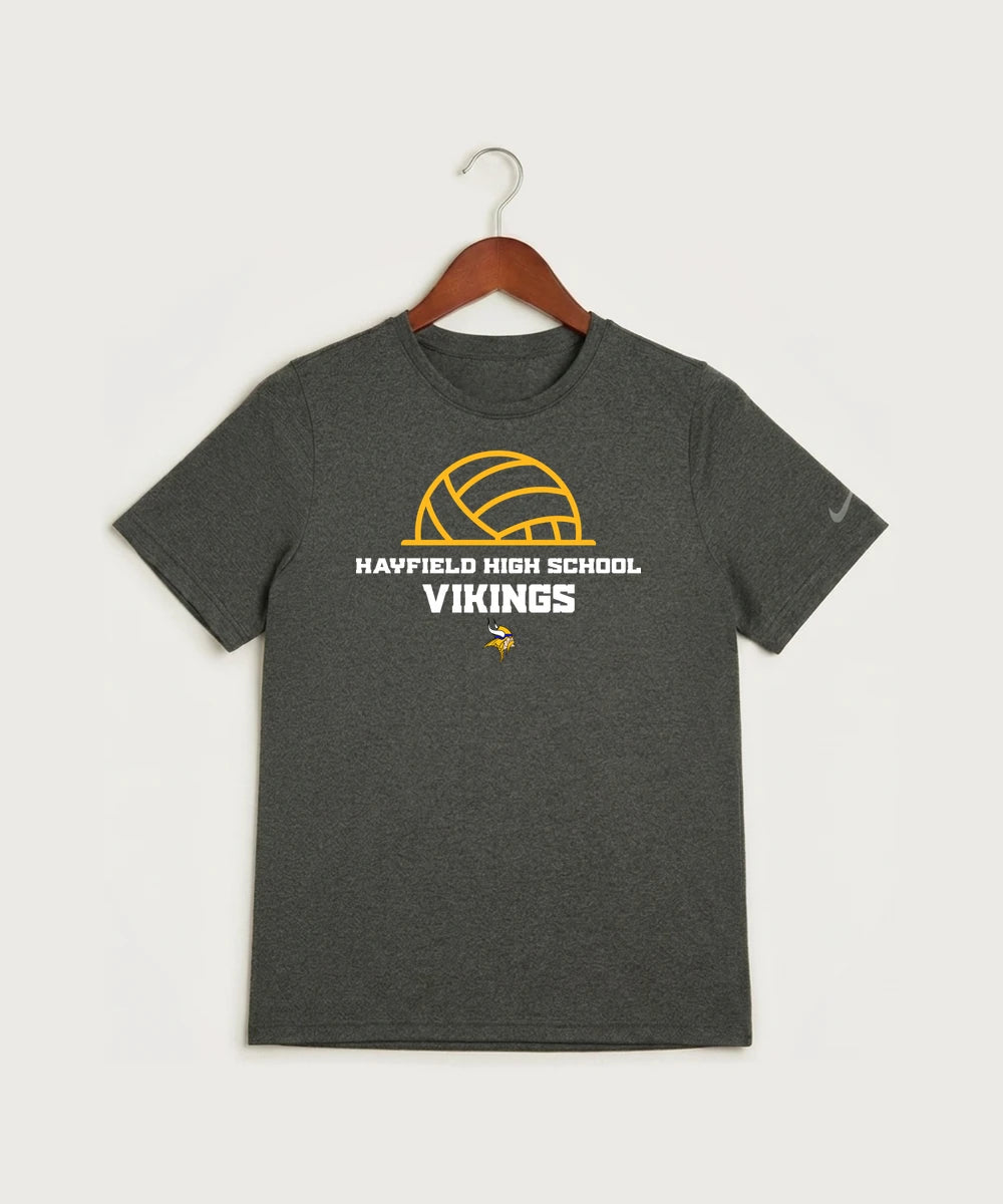 Hayfield High School Volleyball (Girls) - Dark Smoke Heather Nike Youth Swoosh Sleeve rLegend Tee NKDX8787