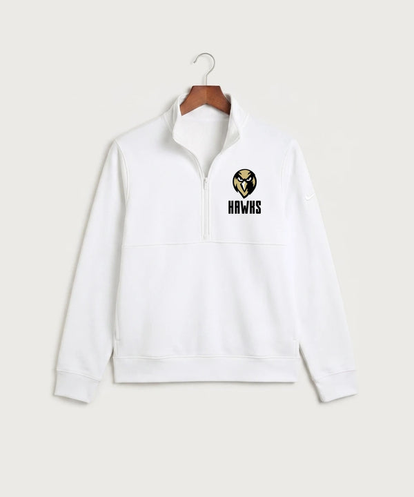 Hudson Catholic High School Soccer Team Store - White Nike Club Fleece Sleeve Swoosh 1/2-Zip NKDX6718
