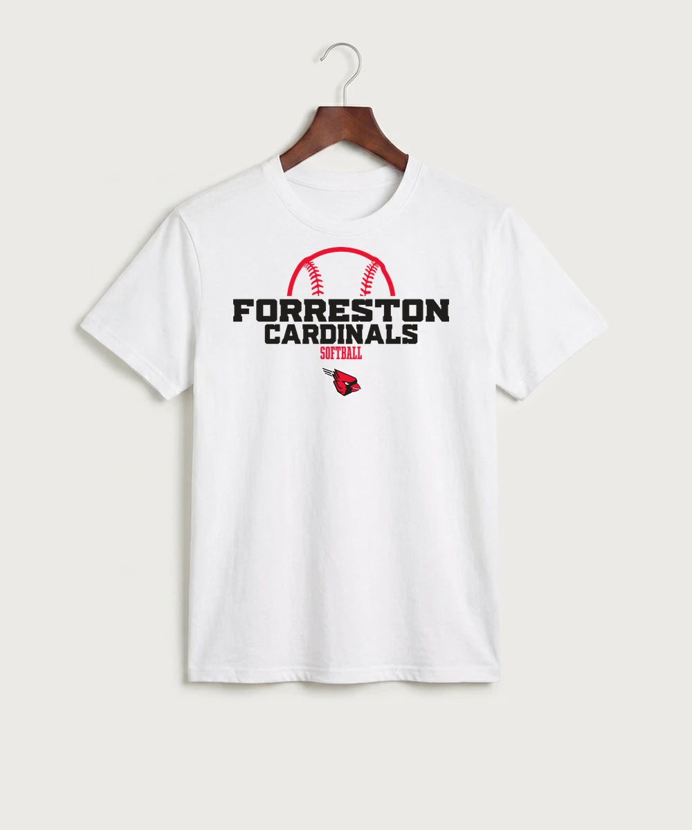 Forreston Softball - White Port & Co Core Cotton Tee. PC54
