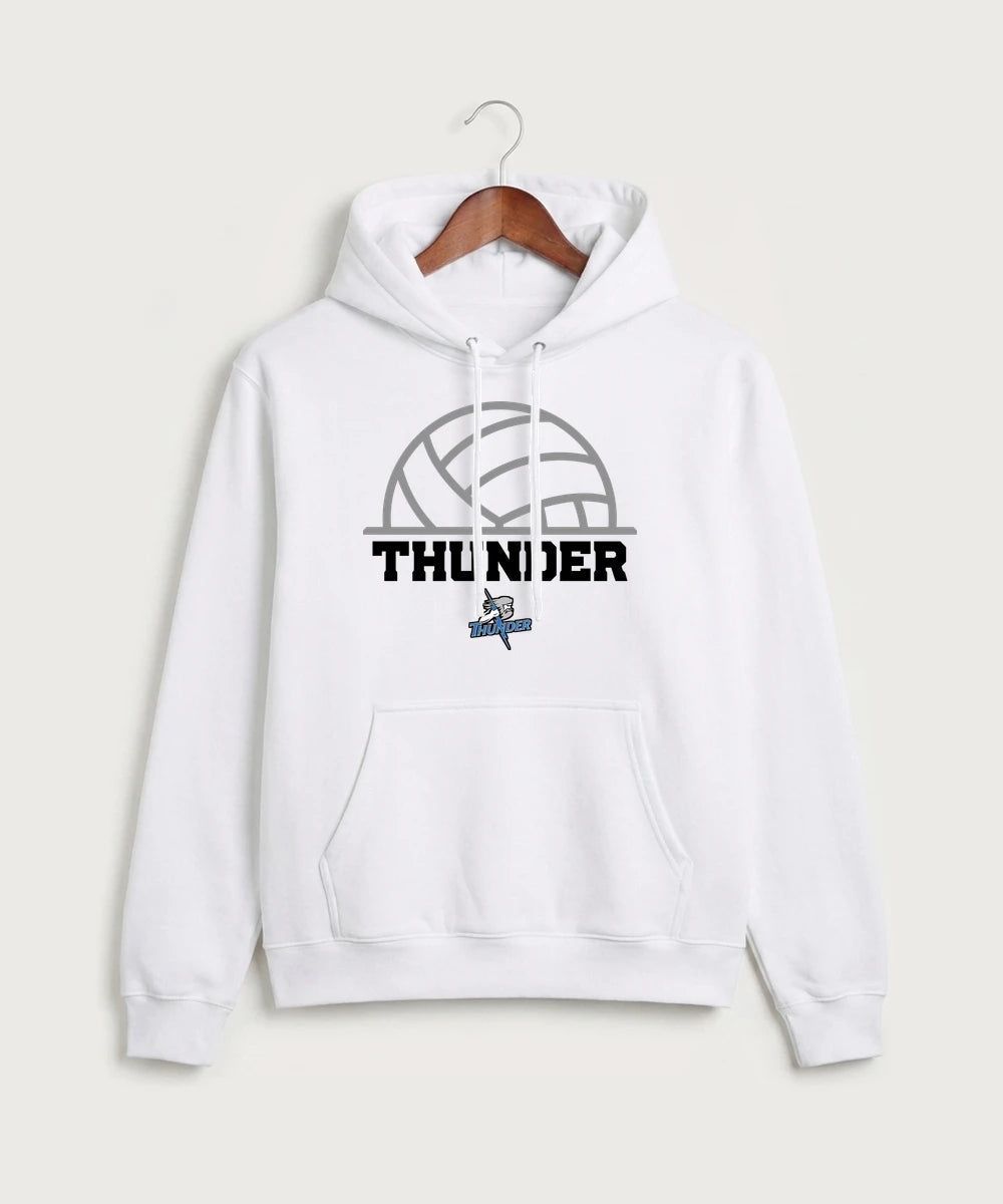 Long Prairie Grey Eagle High School Volleyball (Girls) - White Port & Co Core Fleece Pullover Hooded Sweatshirt. PC78H