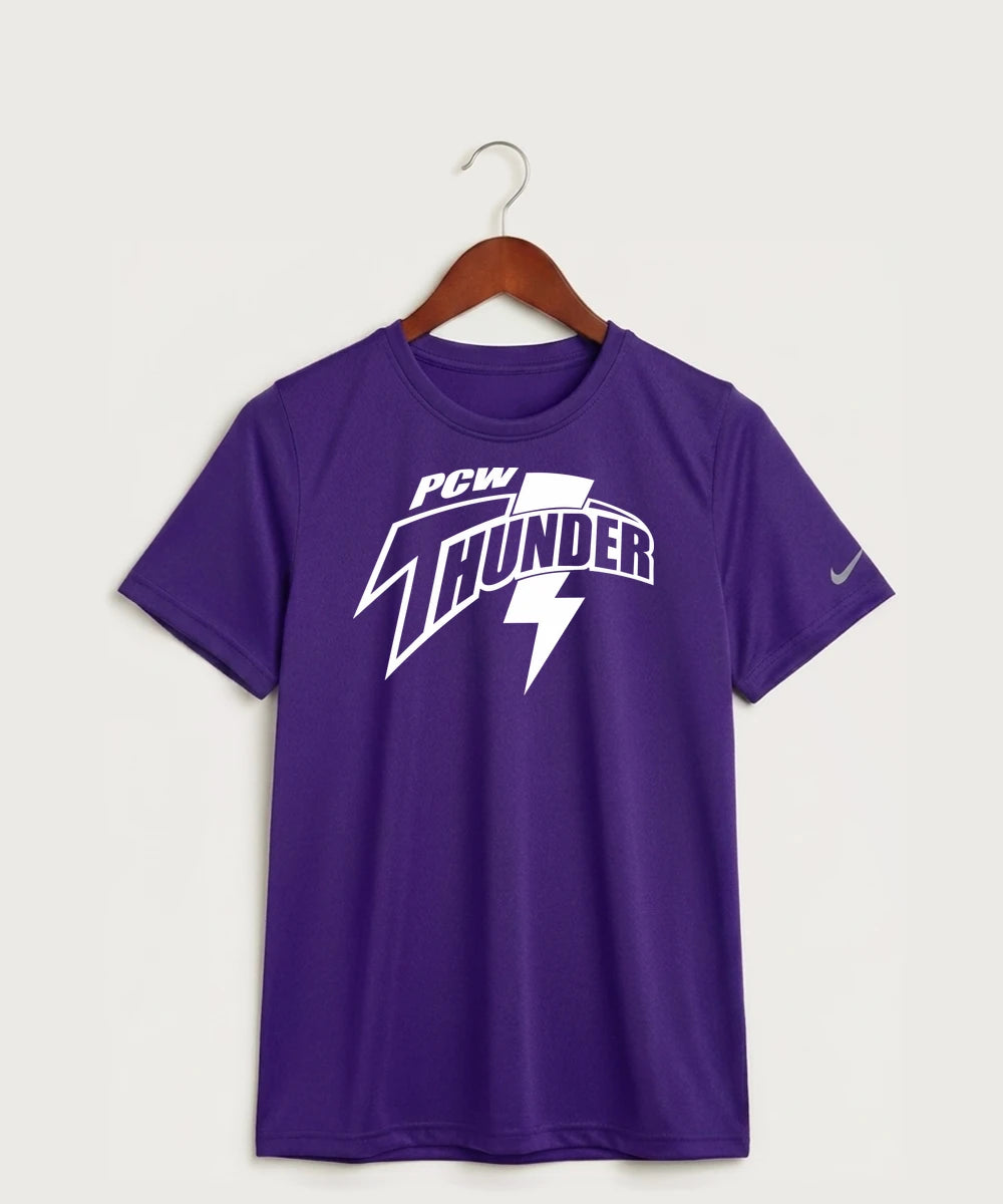 Polk County West Football (Boys) - Court Purple Nike Youth Swoosh Sleeve rLegend Tee NKDX8787