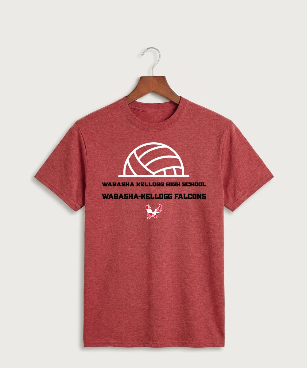 Wabasha Kellogg High School Volleyball (Girls) - Heather Red Port & Co Core Cotton Tee. PC54