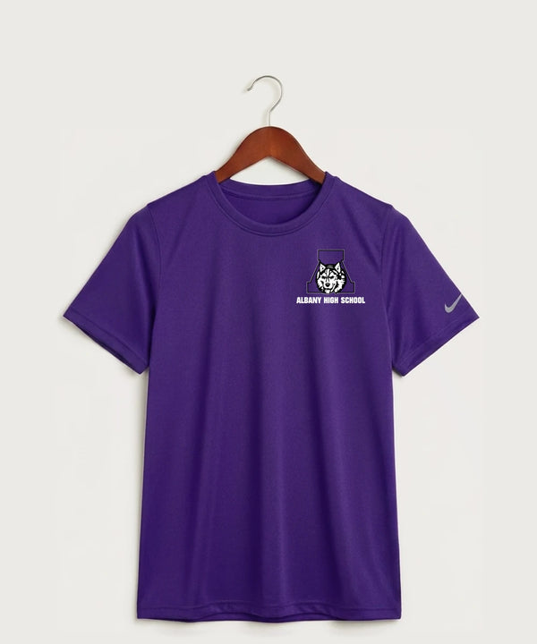 Albany High School Cheerleading - Court Purple Nike Youth Swoosh Sleeve rLegend Tee NKDX8787
