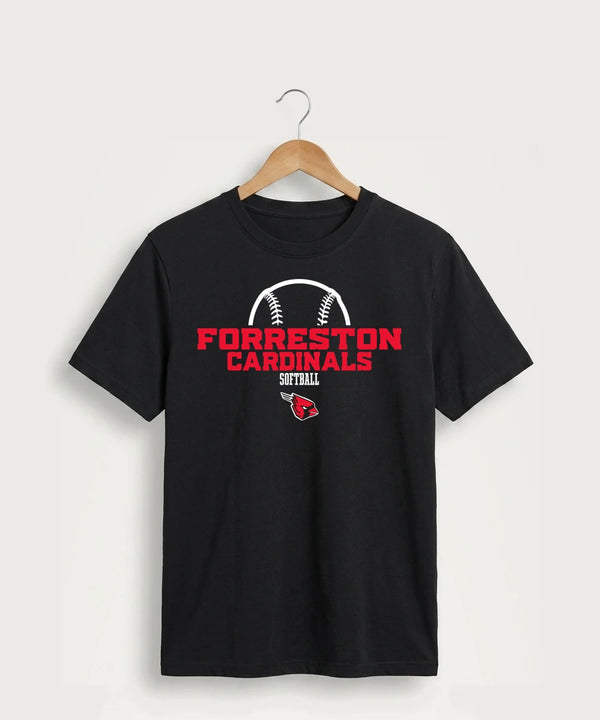 Forreston Softball - Jet Black Port & Co Core Cotton Tee. PC54