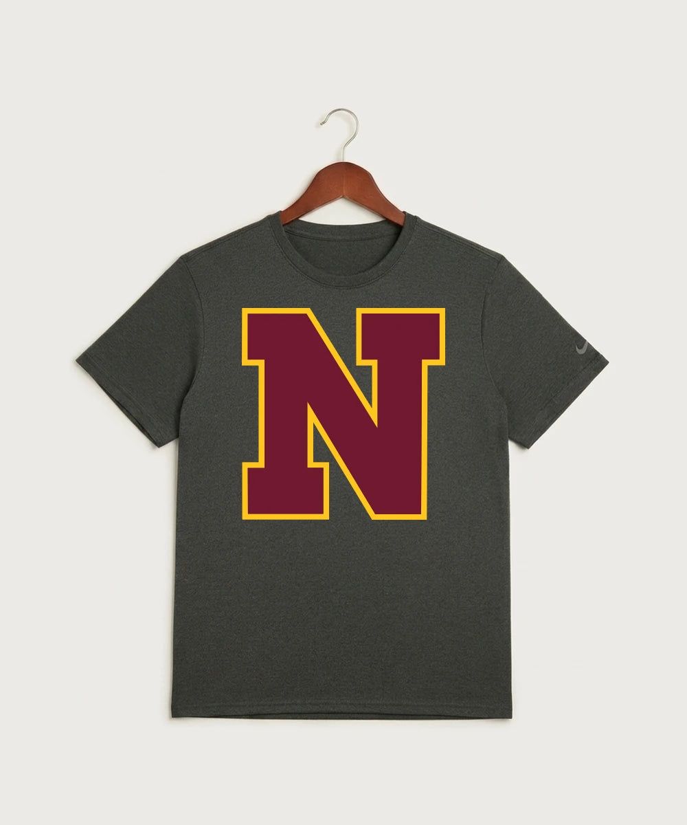 Northfield High School Volleyball (Girls) - Dark Smoke Heather Nike Swoosh Sleeve rLegend Tee NKDX8730